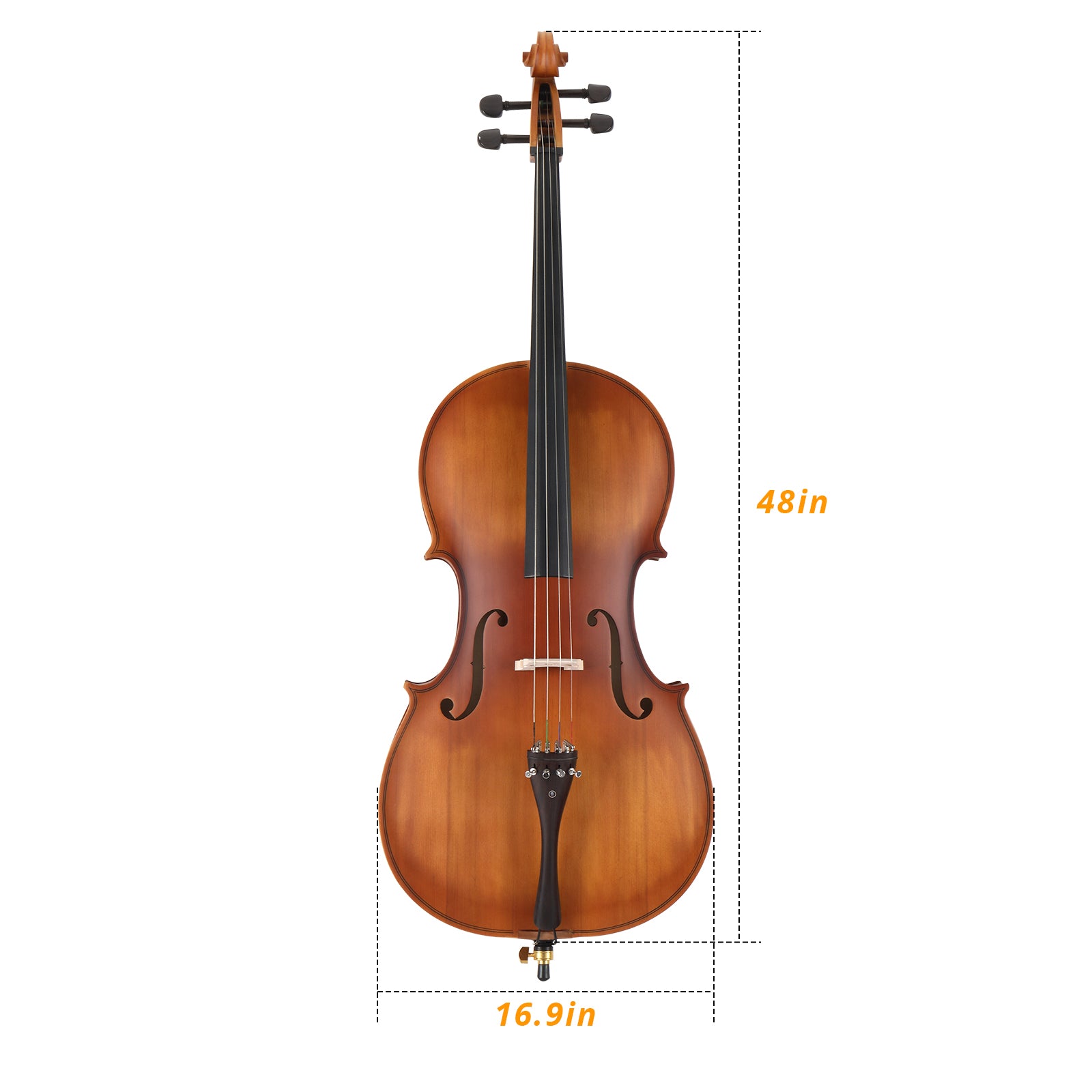 Szzzp Full Side 4/4 Matte Natural Color Spruce Panel Cello with Bag Bow Rosin Bridge Strings