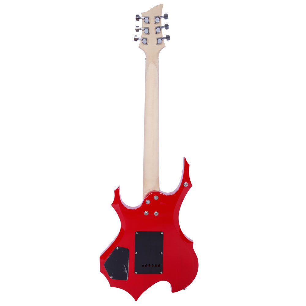 Szzzp Novice Flame Shaped Electric Guitar HSH Pickup Bag Strap Paddle Rocker Cable Wrench Tool - Red