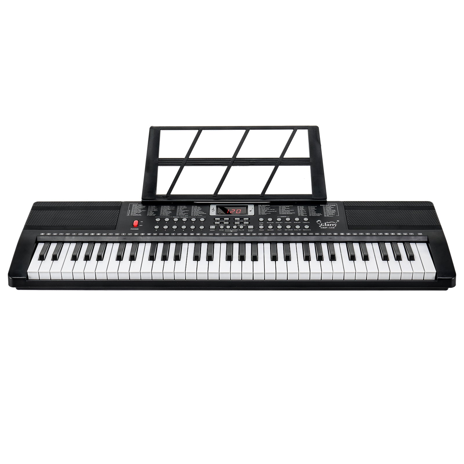 Szzzp GEP-110 61 Key Keyboard with Piano Stand, Piano Bench, Built In Speakers, Headphone, Microphone, Music Rest, LED Screen, 3 Teaching Modes for Beginners
