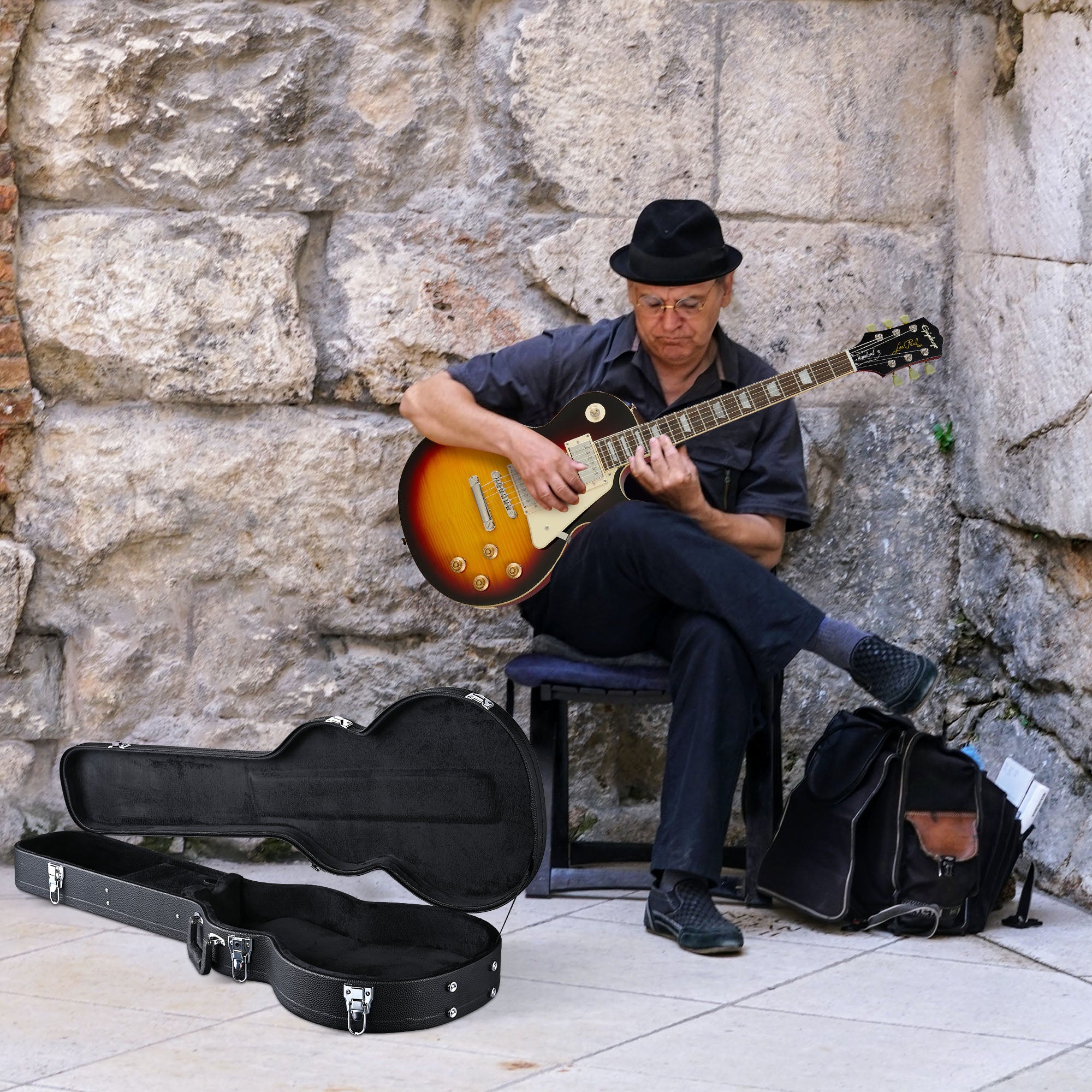 Szzzp Guitar Hard Case for Acoustic Guitar made of hard plywood wrapped in PU leather