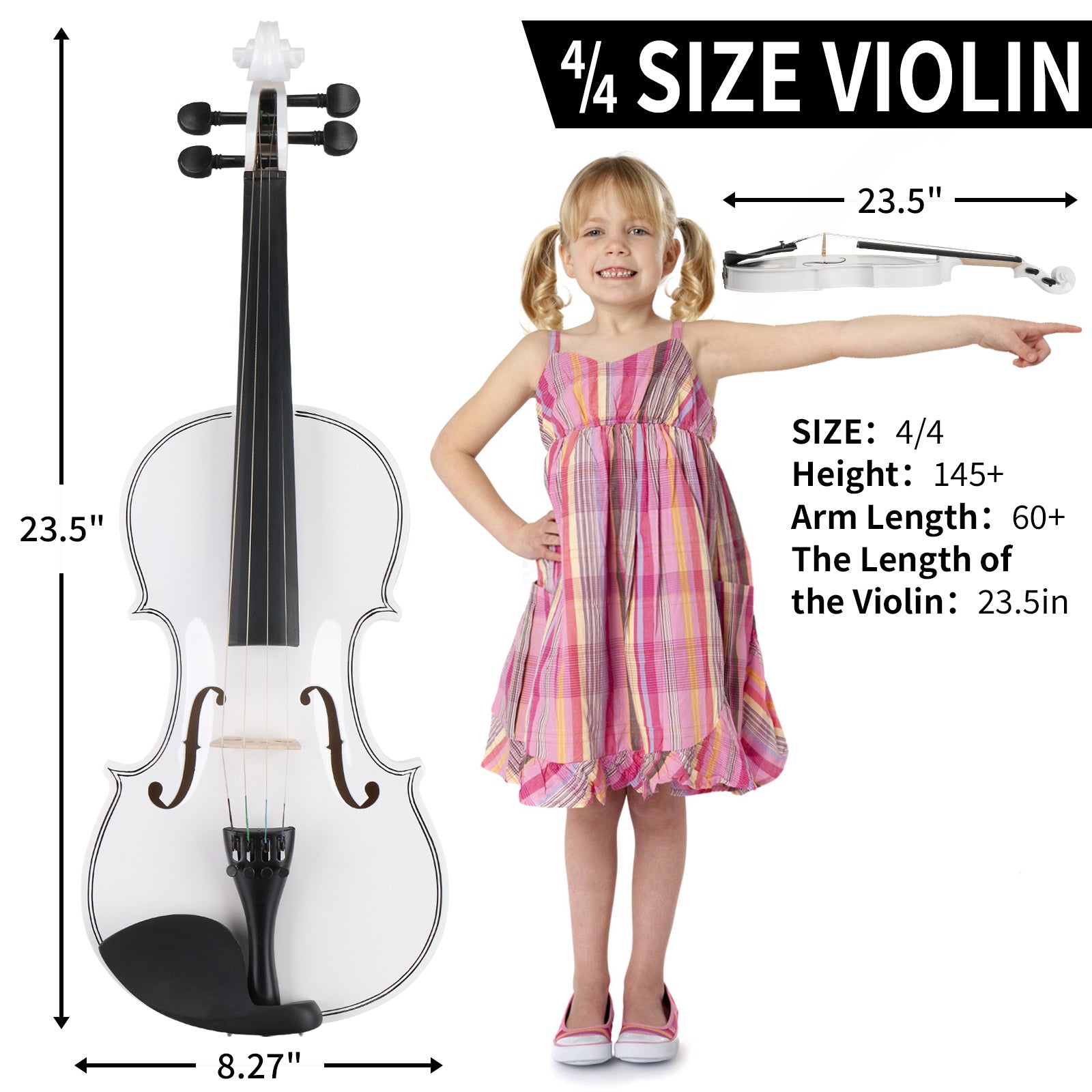 Szzzp Full Size 4/4 Violin Set for Adults Beginners Students with Hard Case,Violin Bow,Shoulder Rest,Rosin,Extra Strings and Sordine