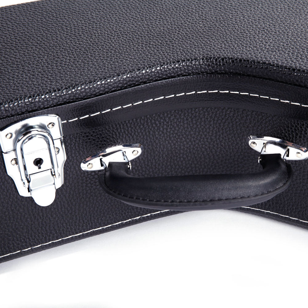 Szzzp 5-String 6-String Microgroove Pattern Leather Wood Banjos Case - Black