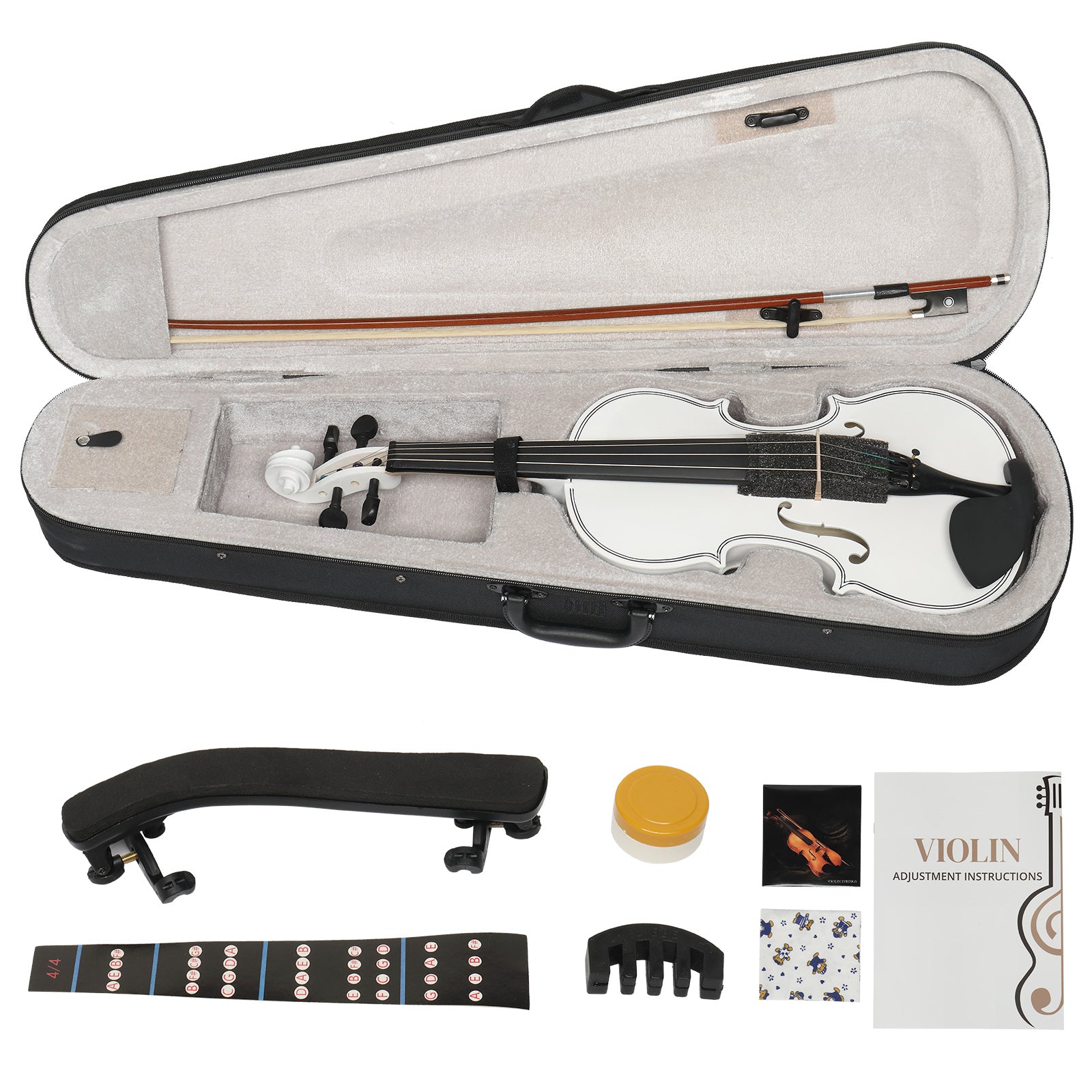 Szzzp Full Size 4/4 Violin Set for Adults Beginners Students with Hard Case,Violin Bow,Shoulder Rest,Rosin,Extra Strings and Sordine