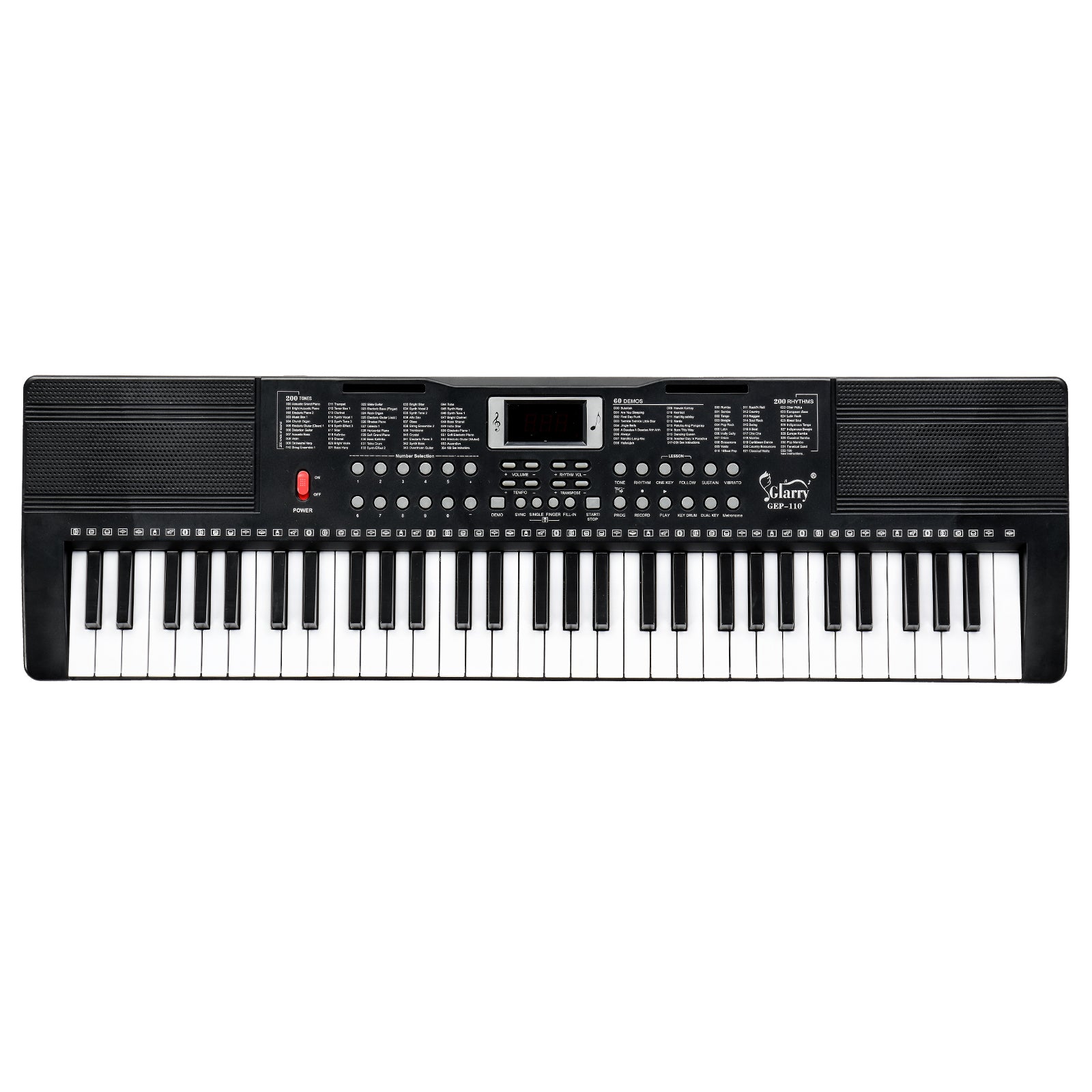 Szzzp GEP-110 61 Key Keyboard with Piano Stand, Piano Bench, Built In Speakers, Headphone, Microphone, Music Rest, LED Screen, 3 Teaching Modes for Beginners