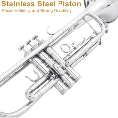 Glarry Brass Trumpet Bb with 7C Mouthpiece Silver