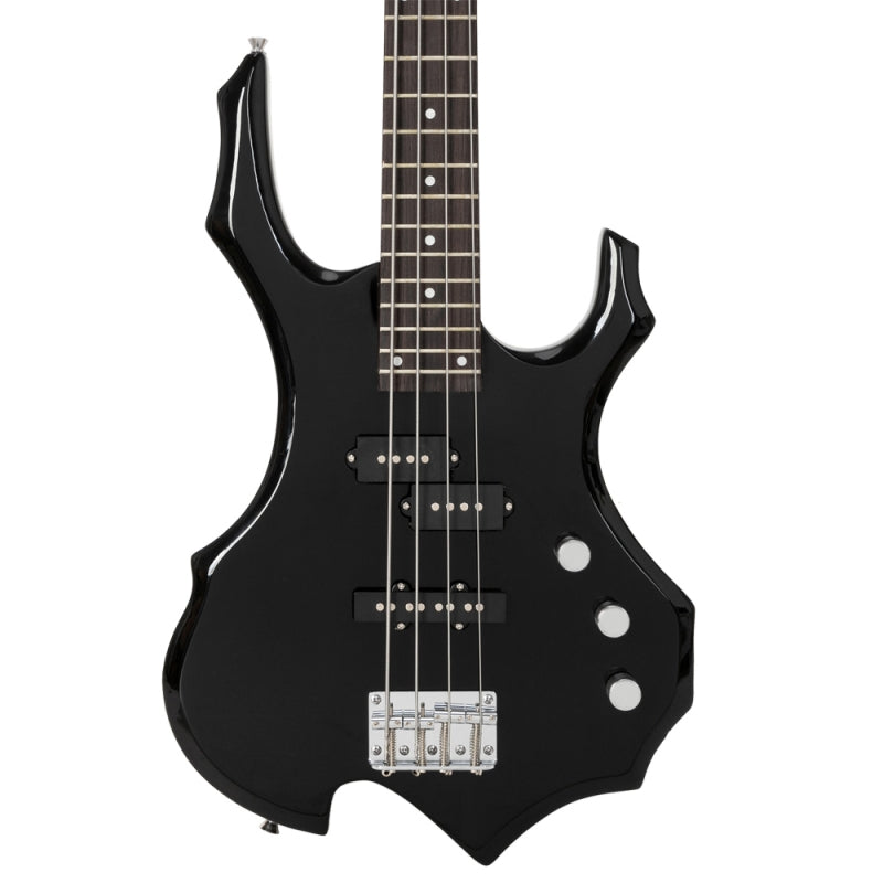 Glarry Burning Fire Electric Bass Guitar Full Size 4 String w/20W Amplifier - Black