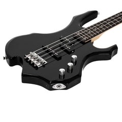 Glarry Burning Fire Electric Bass Guitar Full Size 4 String w/20W Amplifier - Black