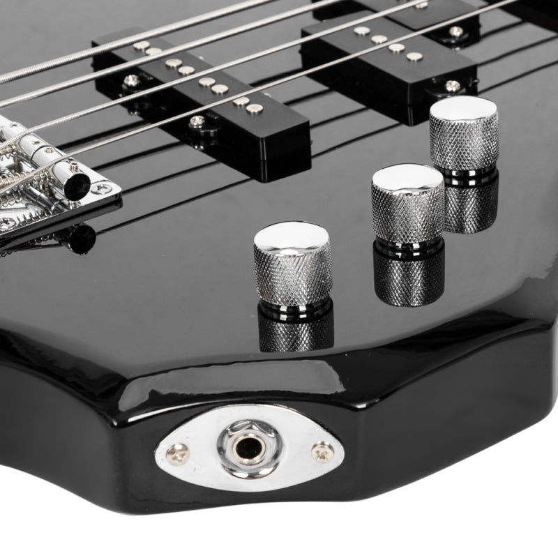 Glarry Burning Fire Electric Bass Guitar Full Size 4 String w/20W Amplifier - Black