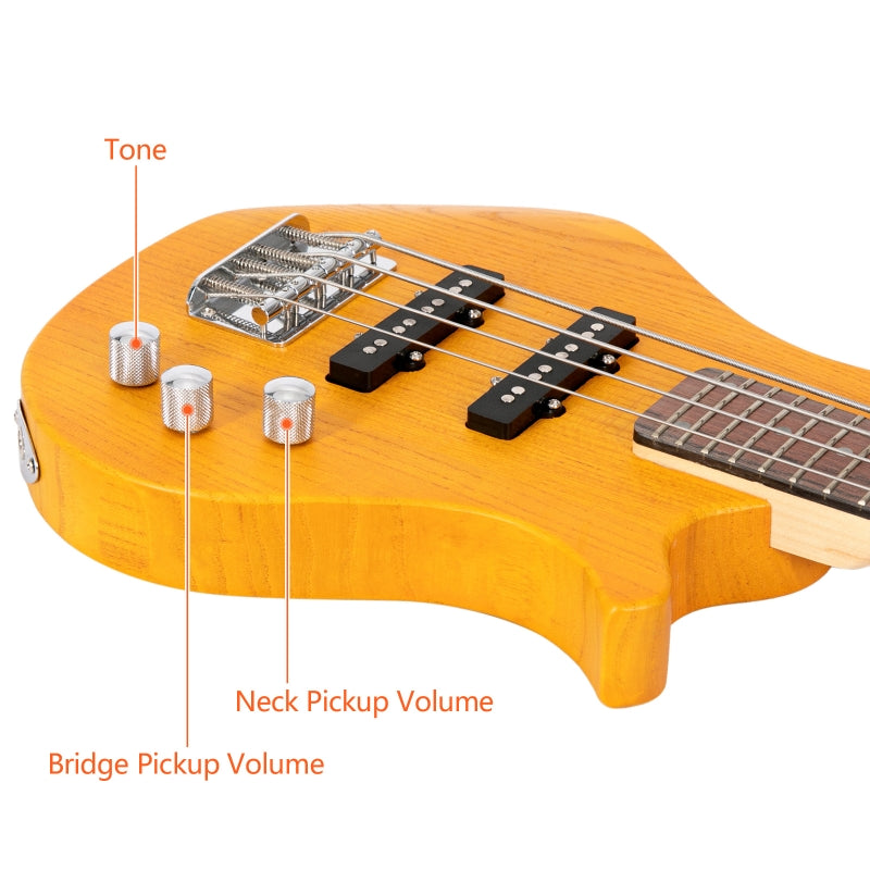 Glarry GW101 36in Kid's Electric Bass Guitar - Yellow