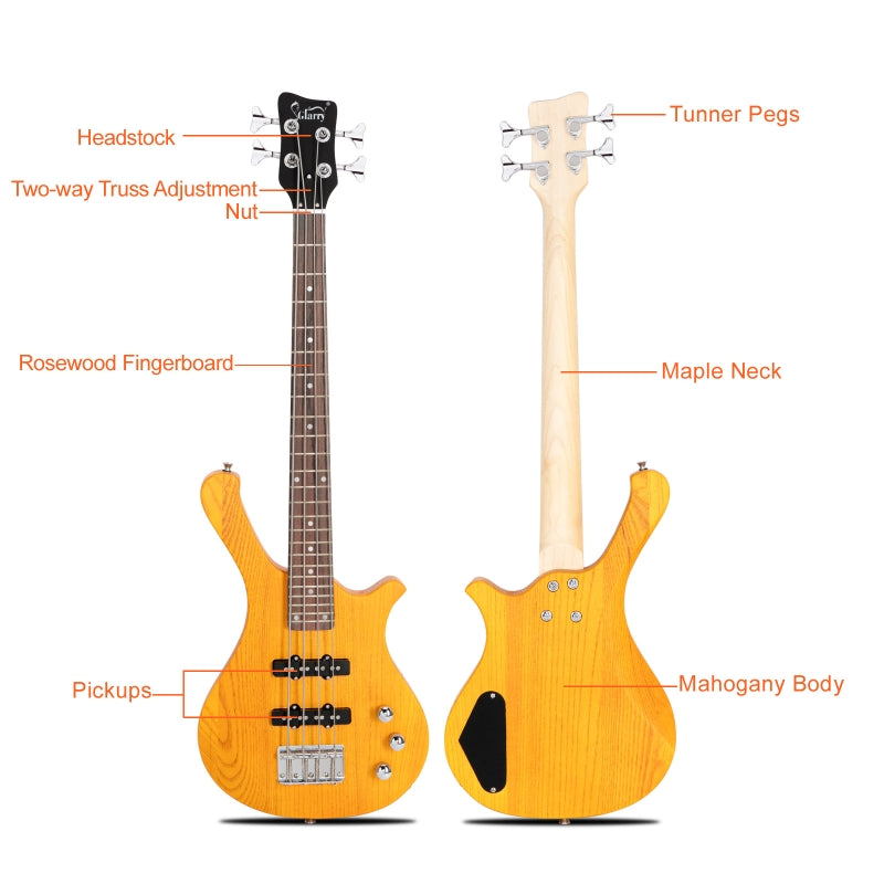 Glarry GW101 36in Kid's Electric Bass Guitar - Yellow