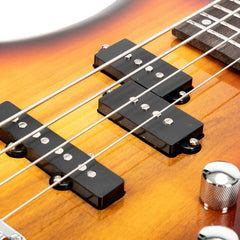 Glarry Burning Fire Electric Bass Guitar Full Size 4 String w/20W Amplifier - Sunset