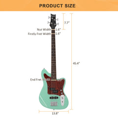 Glarry GIB Bass Guitar 4 String Red Pearl Guard w/20W Amplifier - Green