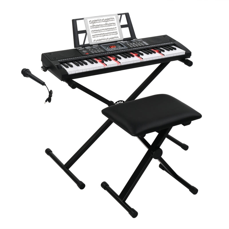 Glarry GEP-202 61-Key Keyboard with Piano Stool - Black