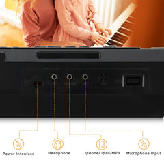 Glarry GEP-202 61-Key Keyboard with Piano Stool - Black