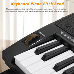 Glarry GEP-202 61-Key Keyboard with Piano Stool - Black
