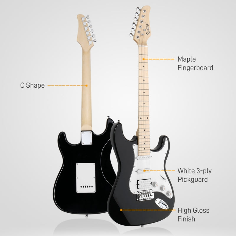 Glarry GST Electric Guitar HSS Pickups w/20W Amplifier - Black
