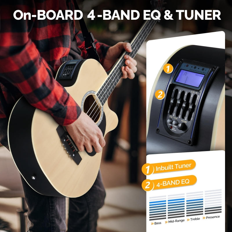 Glarry GMB102 44.5 Inch EQ Acoustic Bass Guitar w/15W Amp Matte - Burlywood