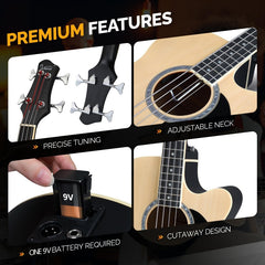 Glarry GMB102 44.5 Inch EQ Acoustic Bass Guitar w/15W Amp Matte - Burlywood