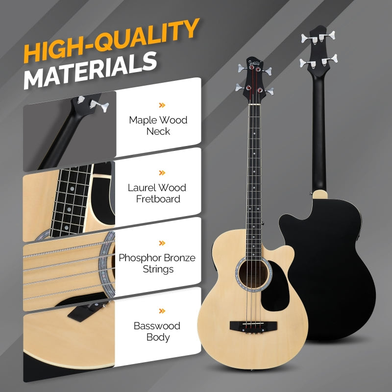 Glarry GMB102 44.5 Inch EQ Acoustic Bass Guitar w/15W Amp Matte - Burlywood
