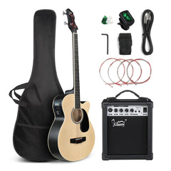 Glarry GMB102 44.5 Inch EQ Acoustic Bass Guitar w/15W Amp Matte - Burlywood