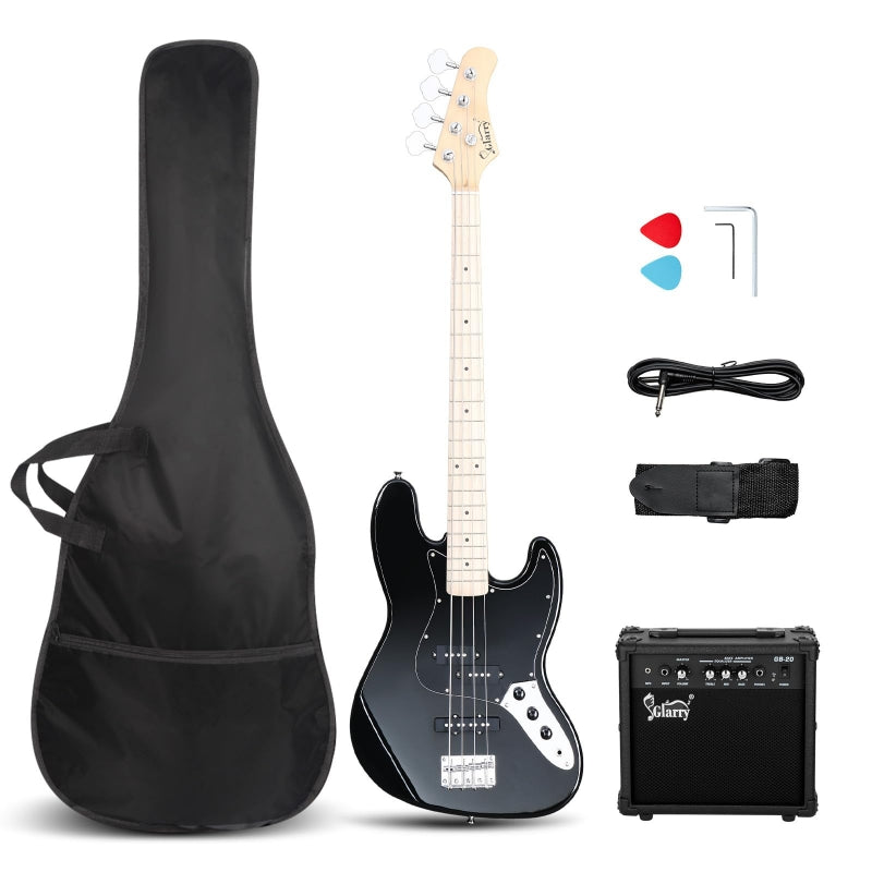 Glarry GJazz Electric Bass Guitar w/20W Amplifier - Black