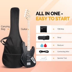 Glarry GJazz Electric Bass Guitar w/20W Amplifier - Black