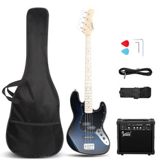 Glarry GJazz Electric Bass Guitar w/20W Amplifier - Blue